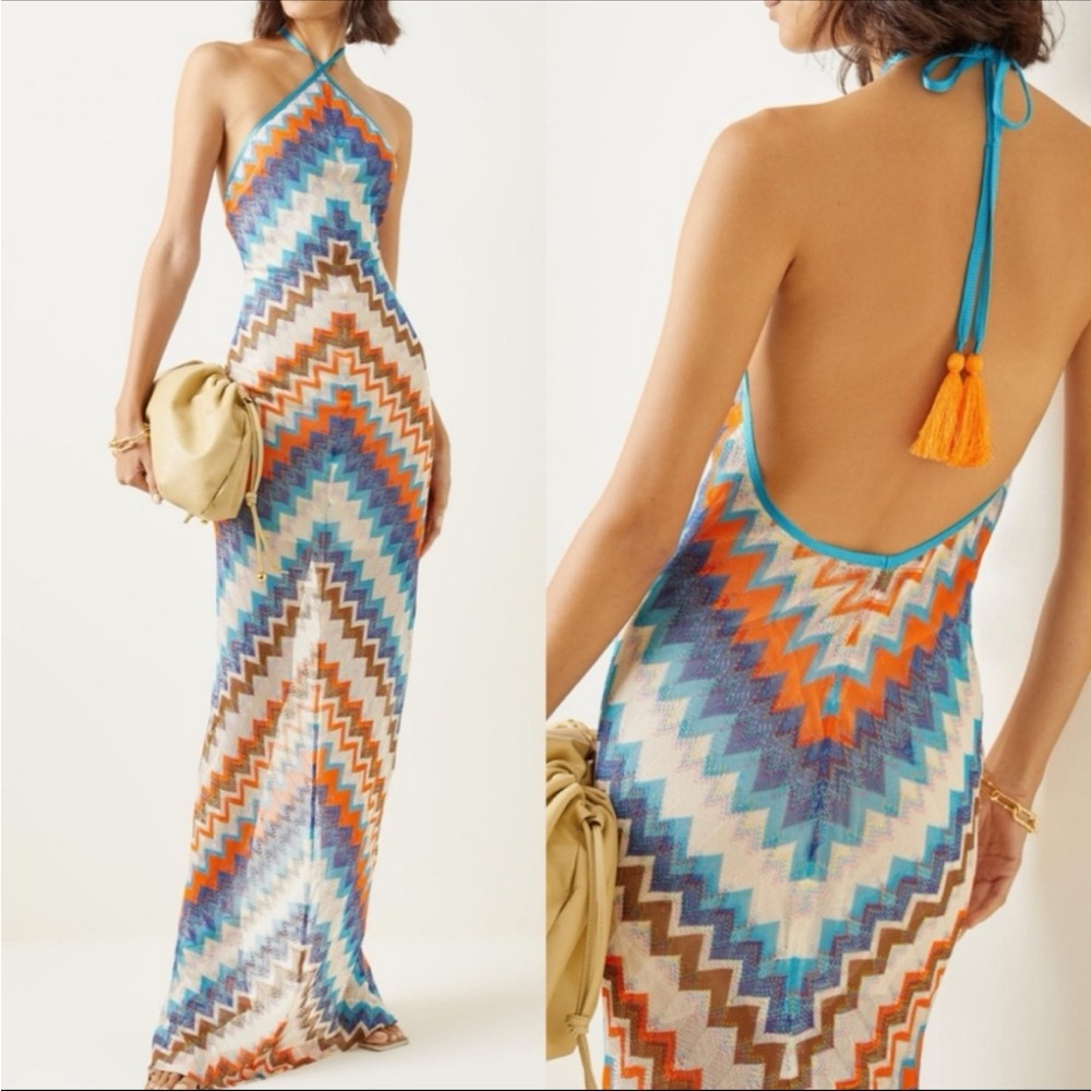 Alexis Celestine Chevron Knit Halter Dress Sz M